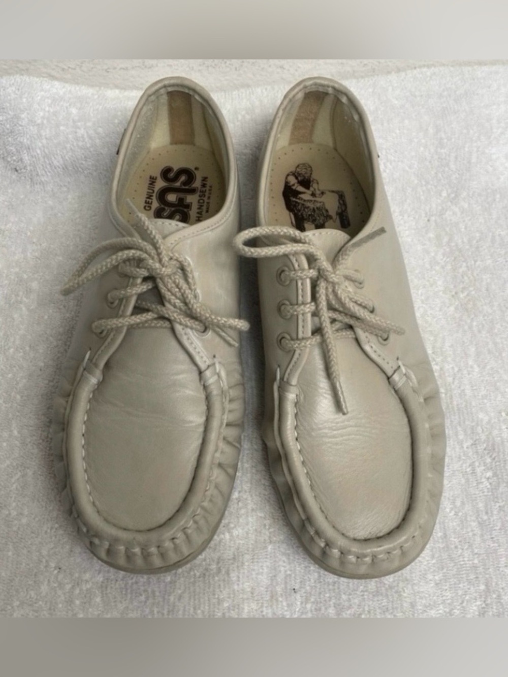 SAS Womens Siesta Bone Lace Up Handsewn Oxford Comfort Orthopedic Shoe Size 7.5W